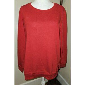 * SIGNATURE WEEKEND Red Side Tie Long Sleeved Pullover Top Ladies L Size 12-14